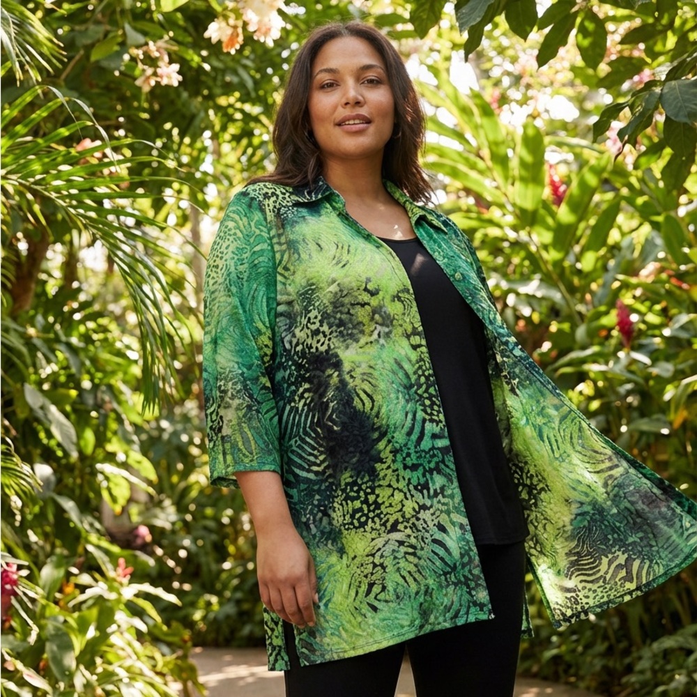 Ruby Rd. Green Patterned Tunic - image 2